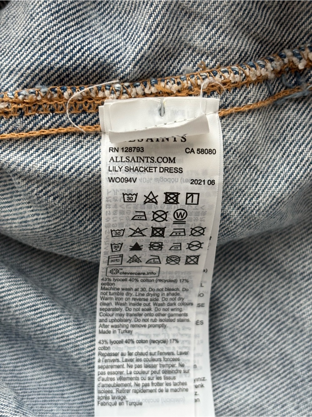 AllSaints Lily Shacket Dress Heavyweight Denim Button-Up Light Wash Women’s US 4 - Picture 12 of 15